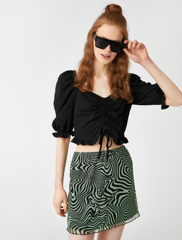  Crop Büzgülü Bluz