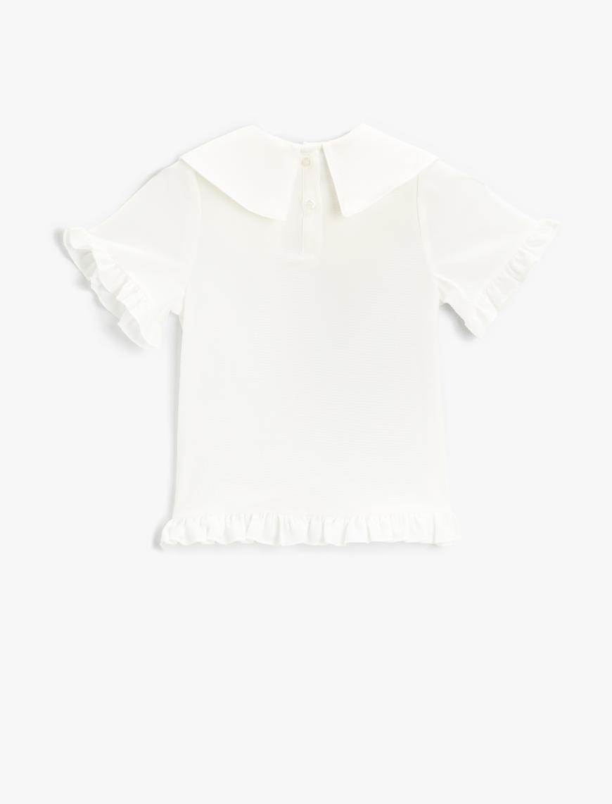 Kız Çocuk Basic Bebe Yaka Kısa Kollu Bluz