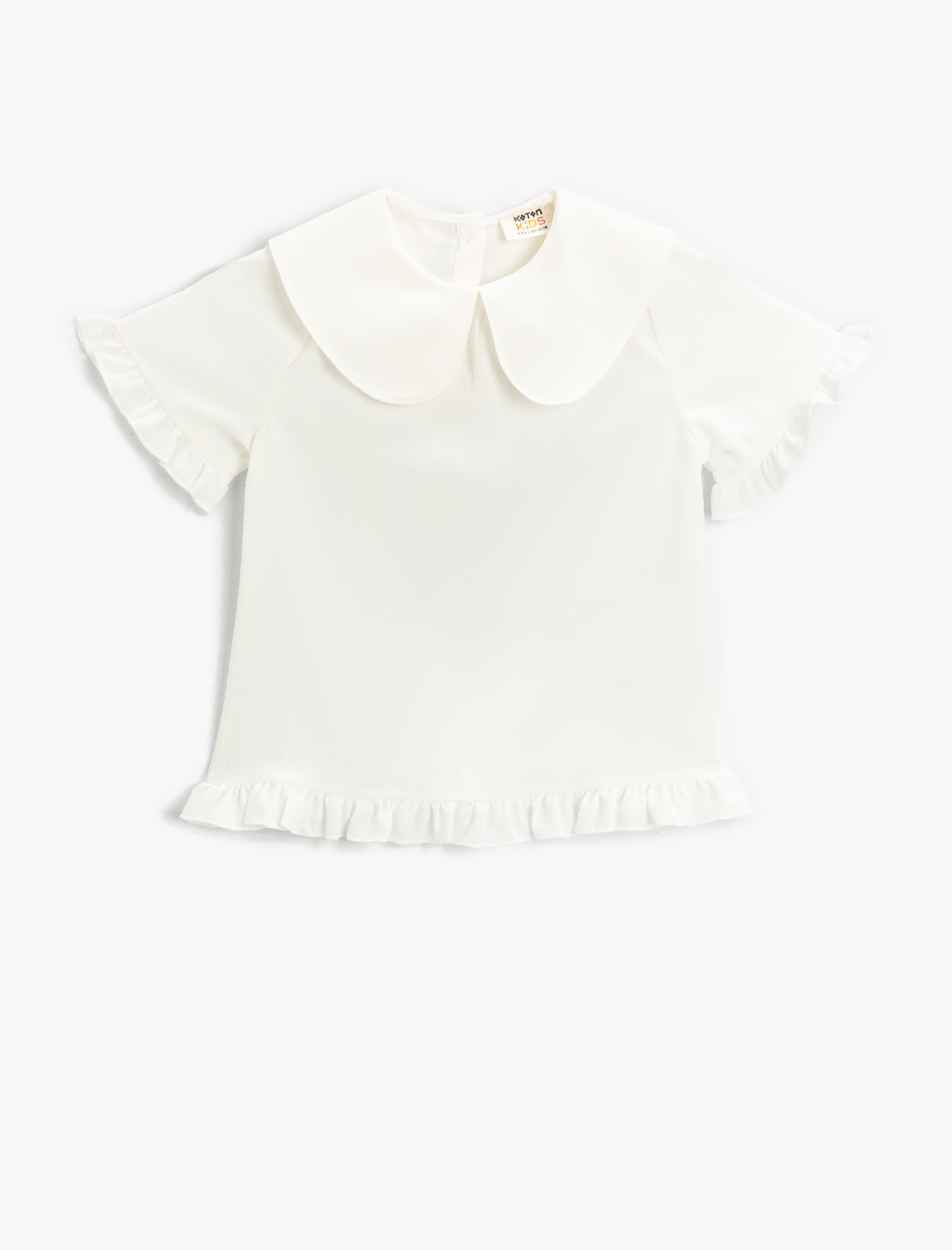  Kız Çocuk Basic Bebe Yaka Kısa Kollu Bluz