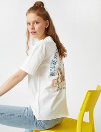 Baskılı Tişört Pamuklu Bisiklet Yaka