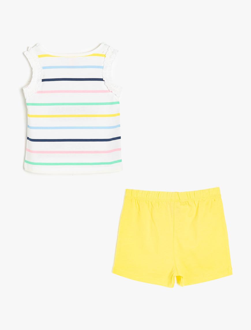  Kız Bebek Çizgili Bodysuit Takımı