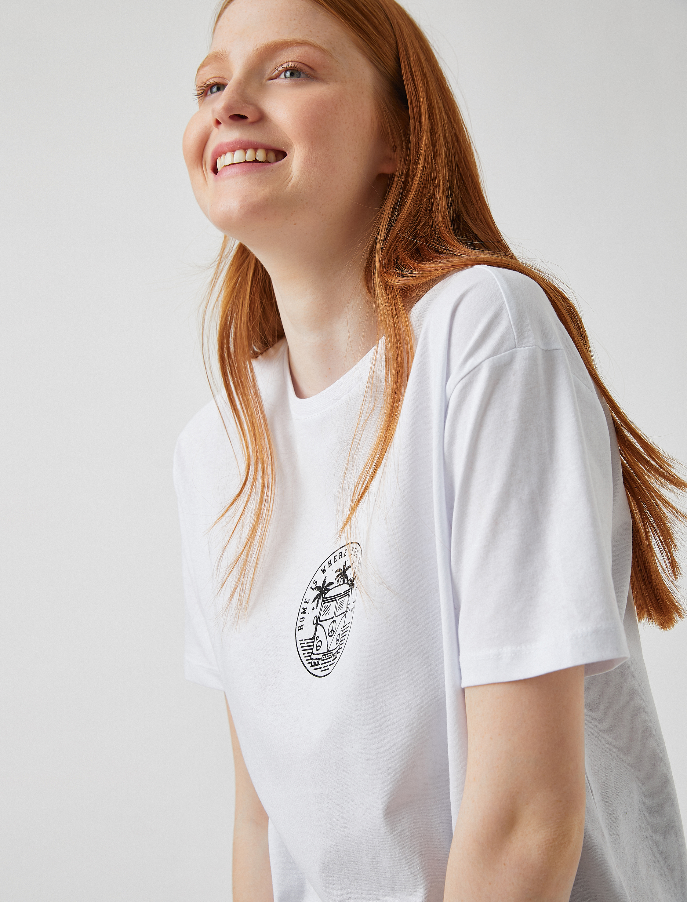   Baskılı Kısa Kollu Pamuklu Tişört