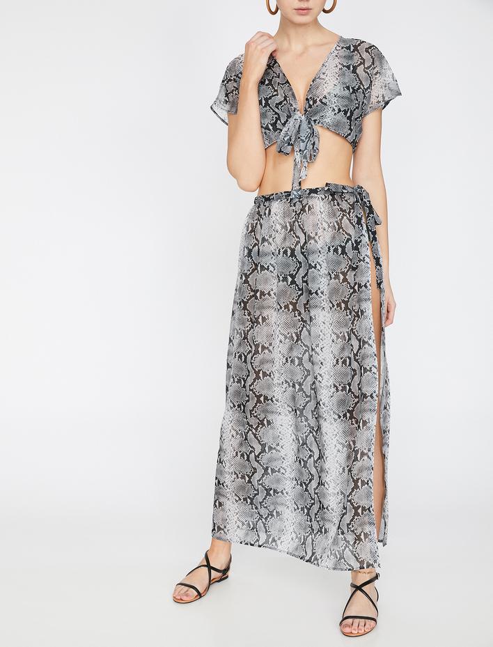  Yılan Derisi Desenli Etek