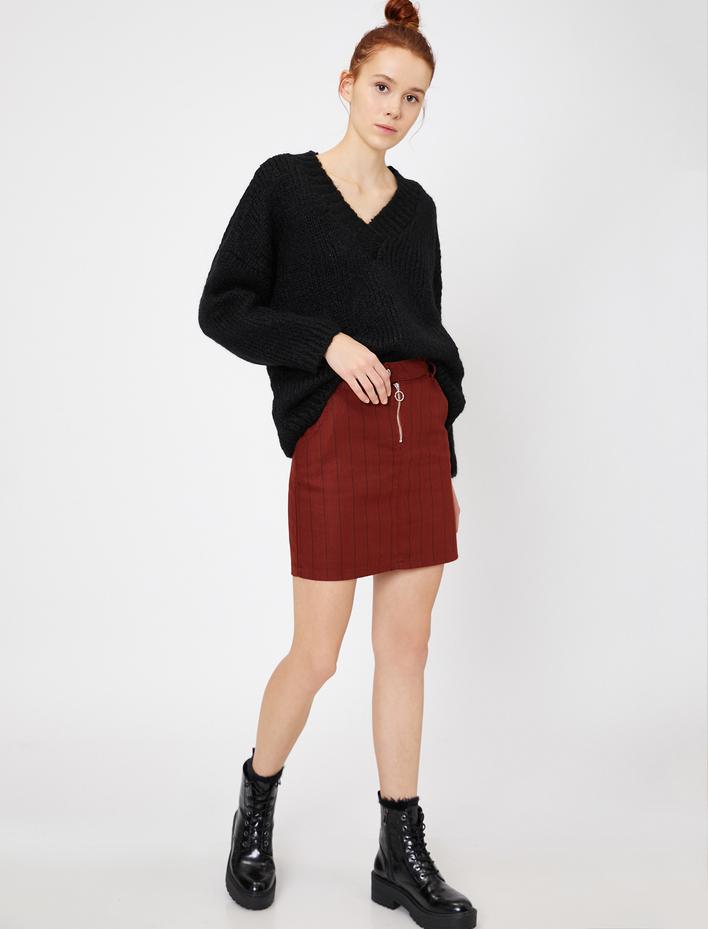  Fermuar Detaylı Etek