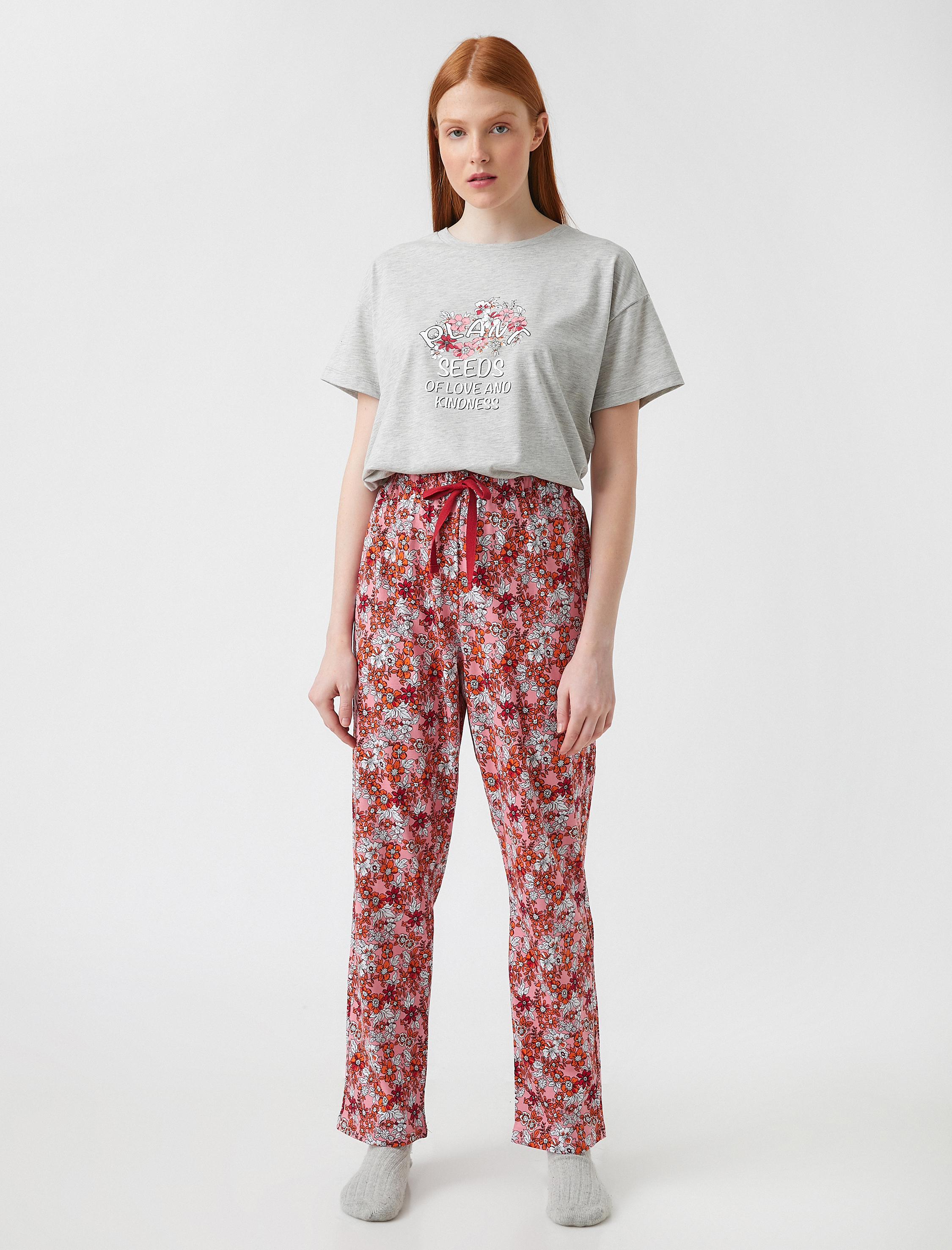 Kısa Kollu Baskılı Pijama Takımı