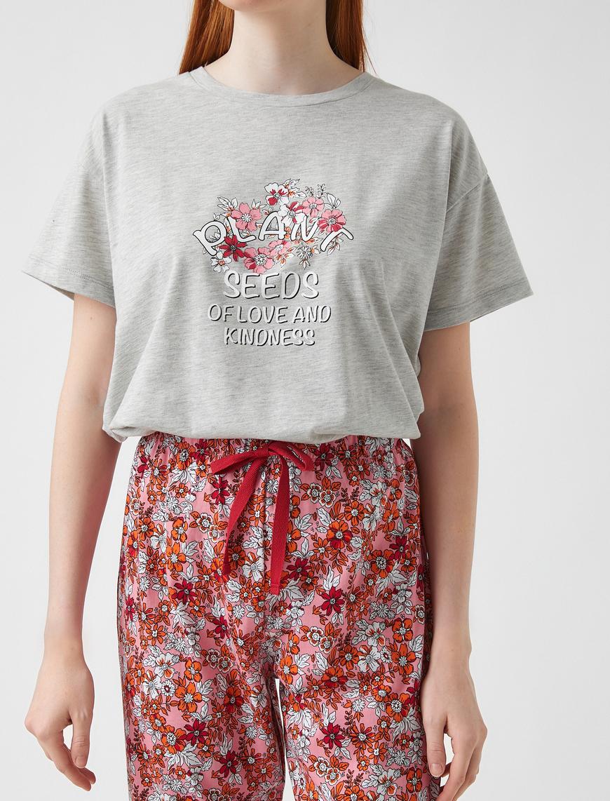   Kısa Kollu Baskılı Pijama Takımı