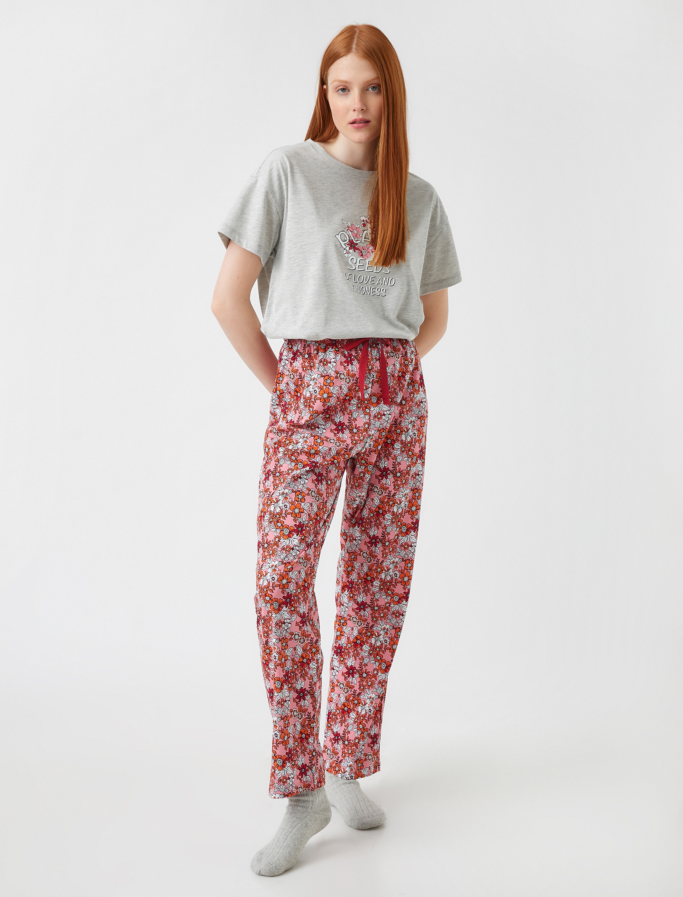 Kısa Kollu Baskılı Pijama Takımı