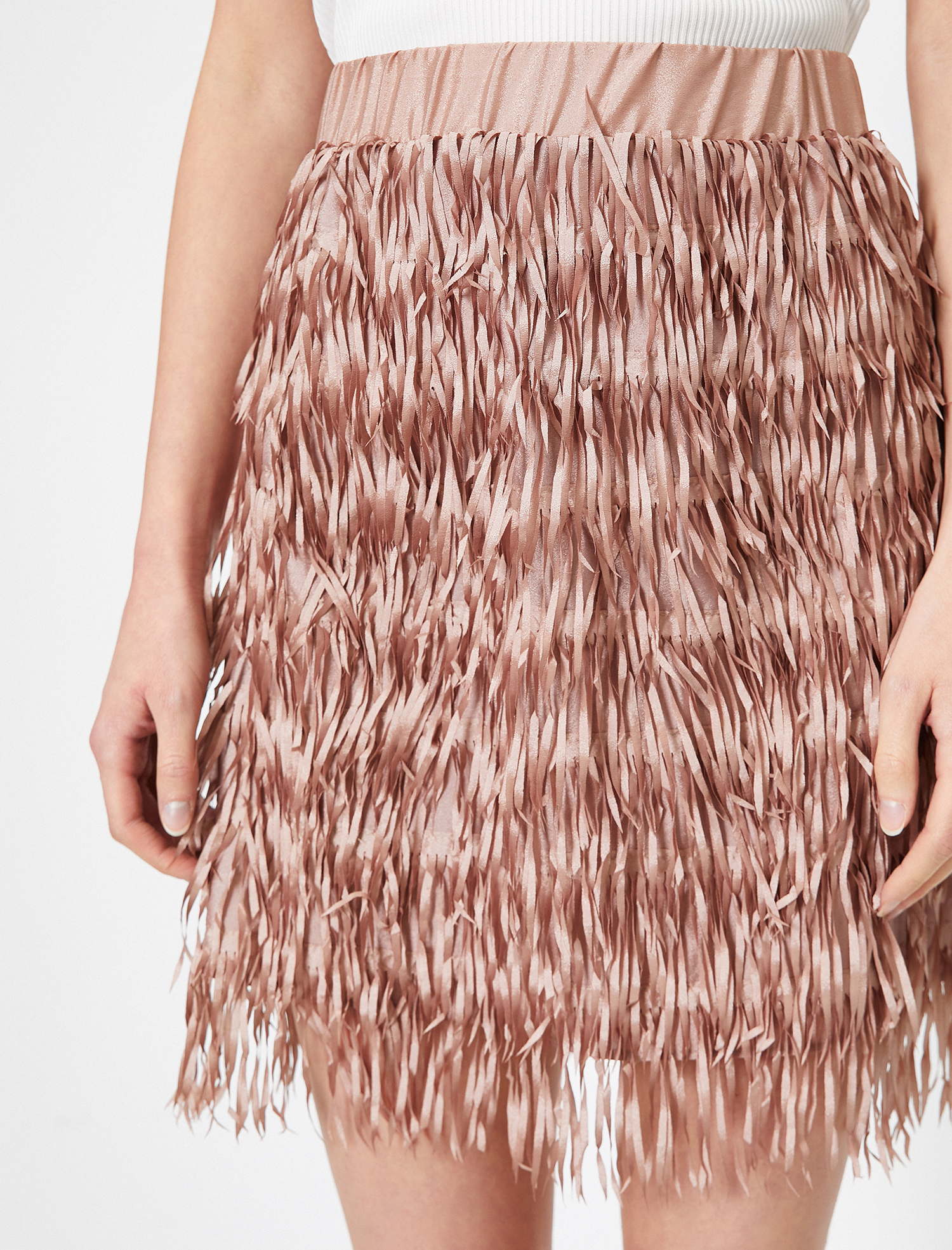 Püsküllü Bel Lastikli Kısa Etek