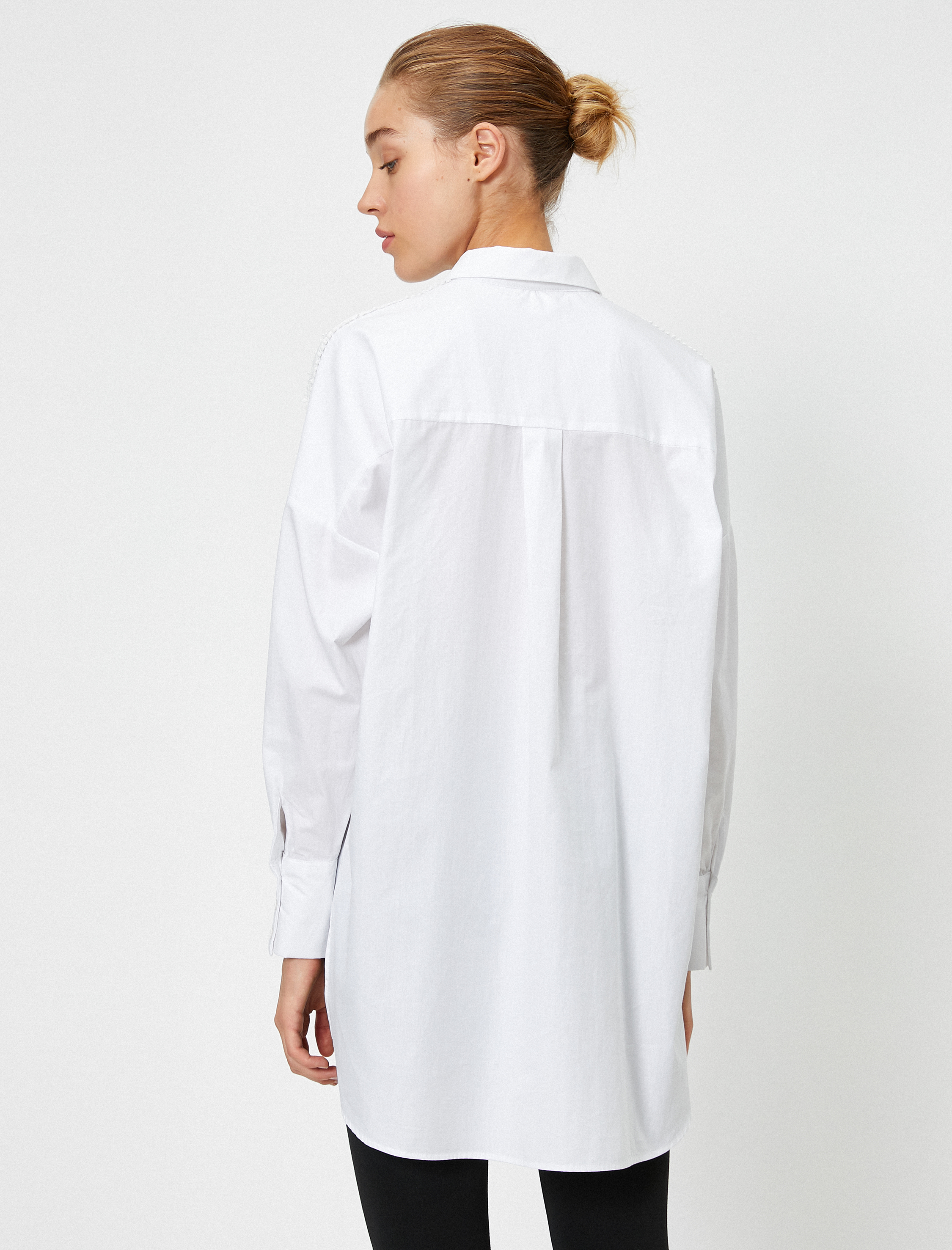   Poplin Bluz Gömlek  Yaka Uzun Kollu