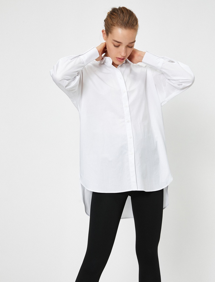  Poplin Bluz Gömlek  Yaka Uzun Kollu