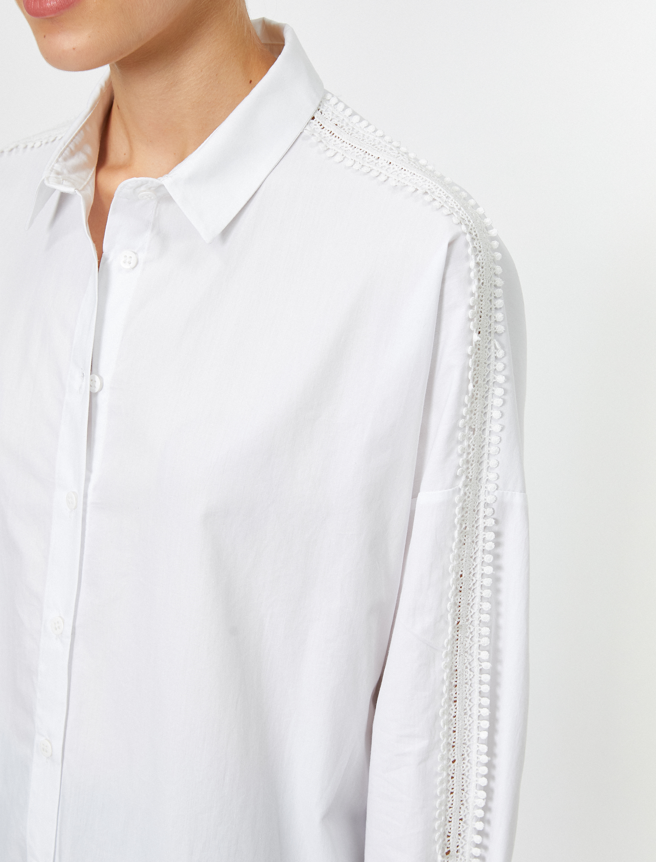   Poplin Bluz Gömlek  Yaka Uzun Kollu