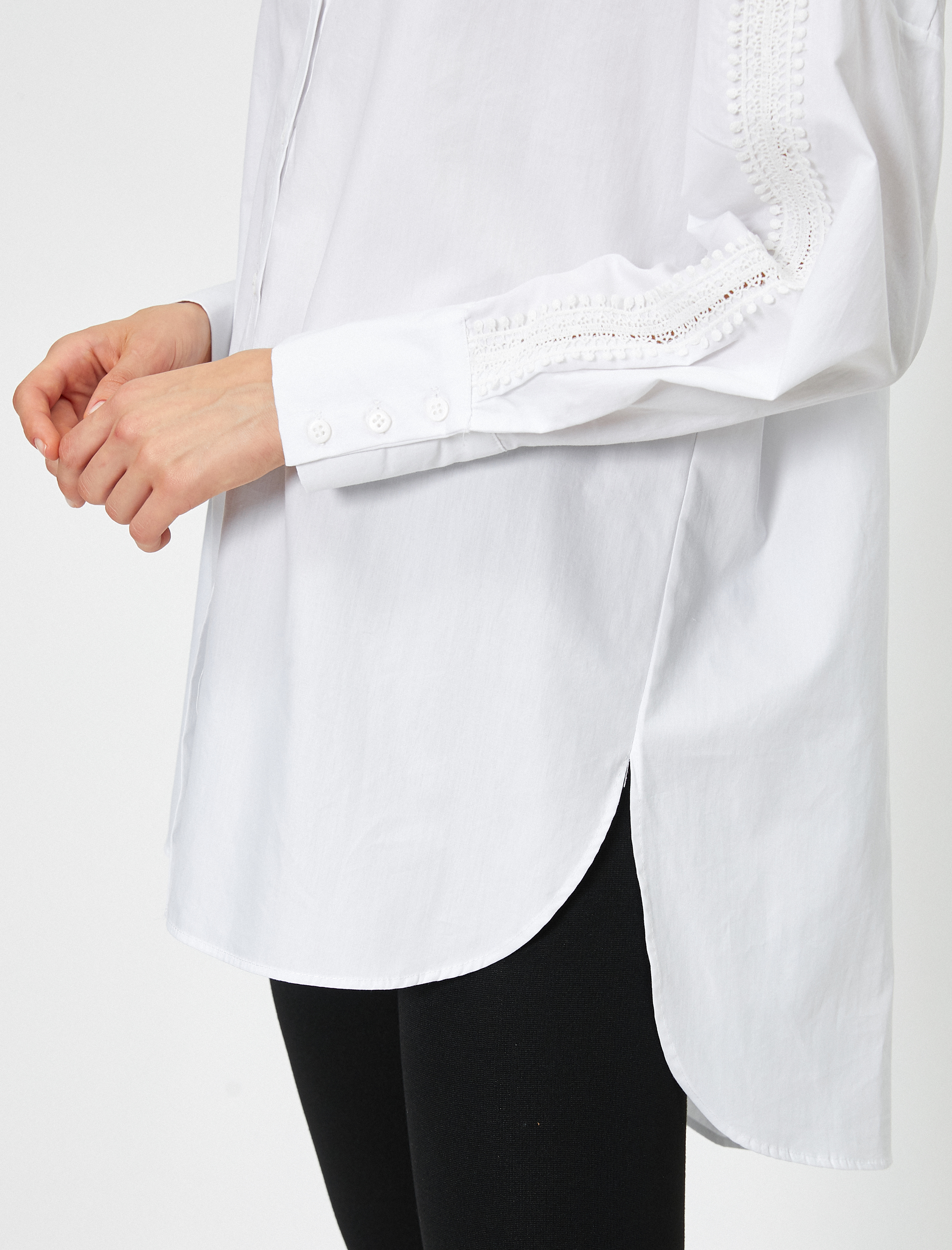   Poplin Bluz Gömlek  Yaka Uzun Kollu