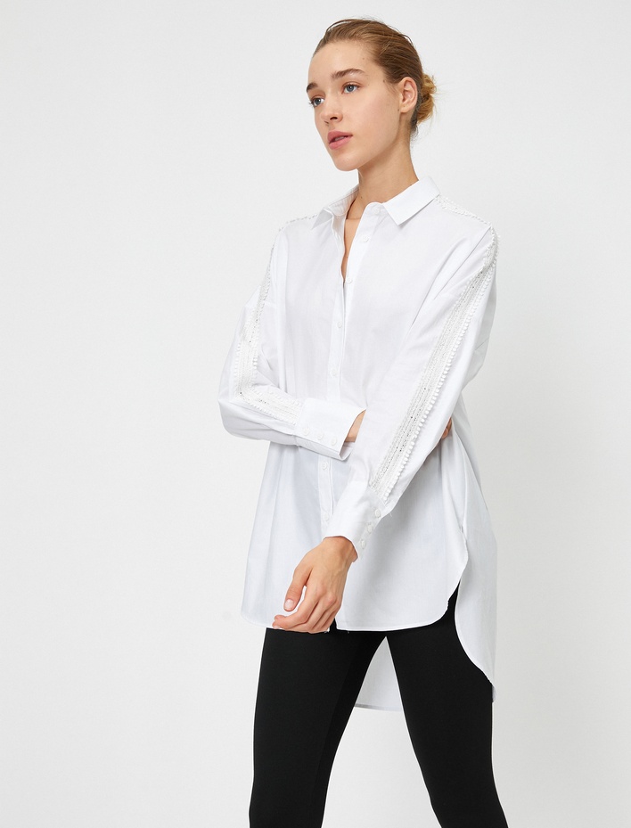  Poplin Bluz Gömlek  Yaka Uzun Kollu