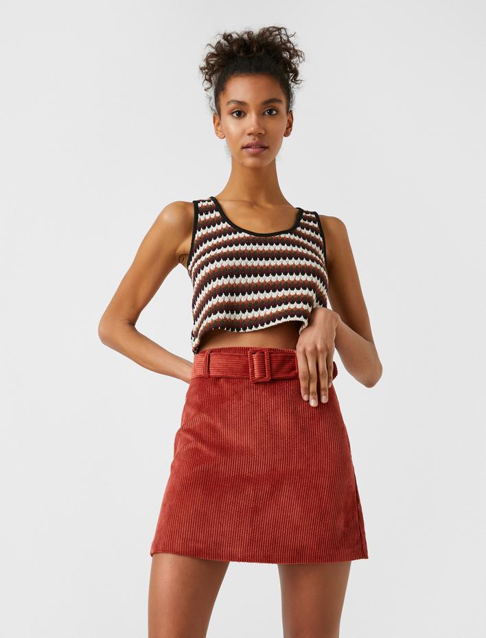 Kemerli Mini Etek