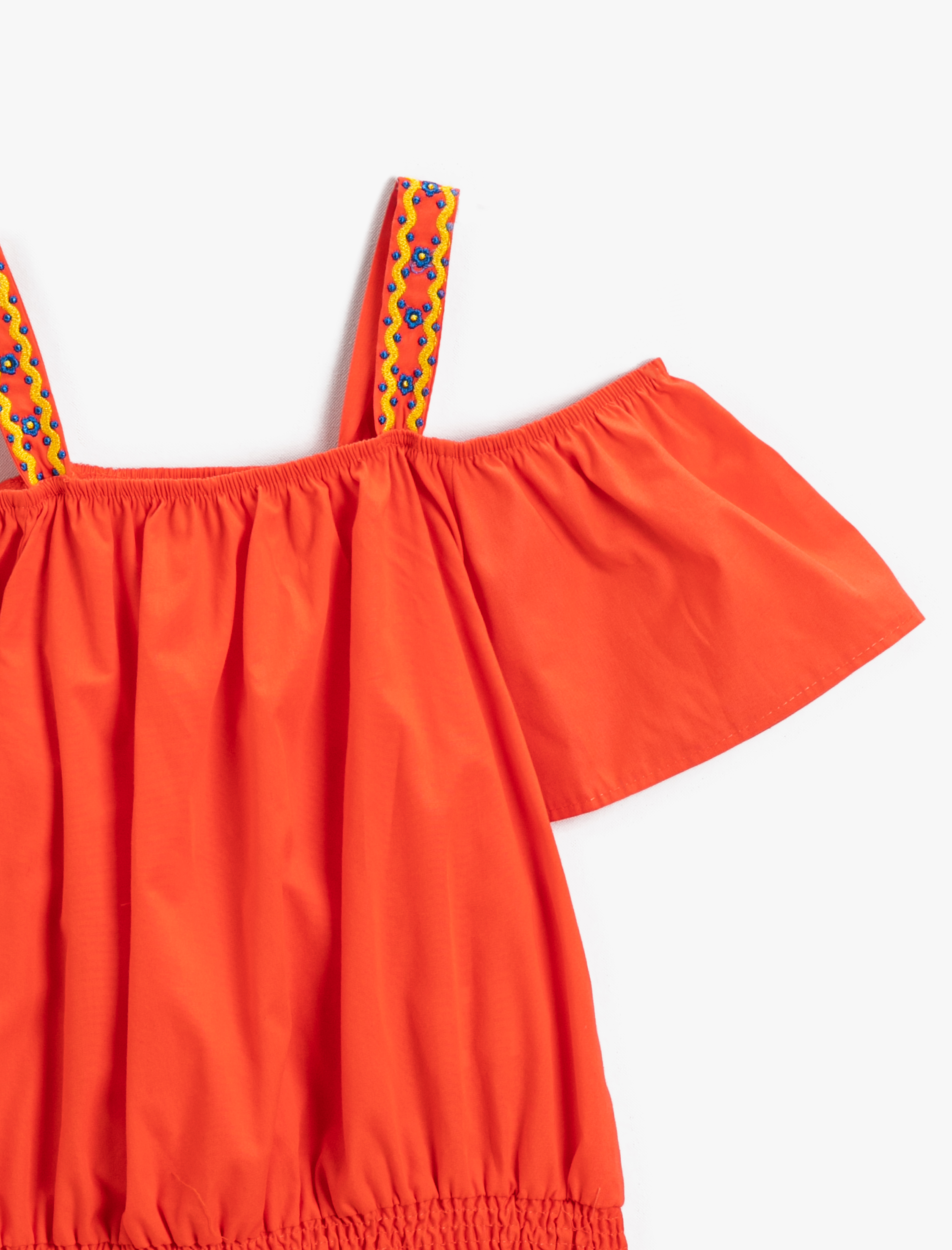  Kız Çocuk Omzu Açık Askılı Beli Büzgülü Bluz Pamuklu