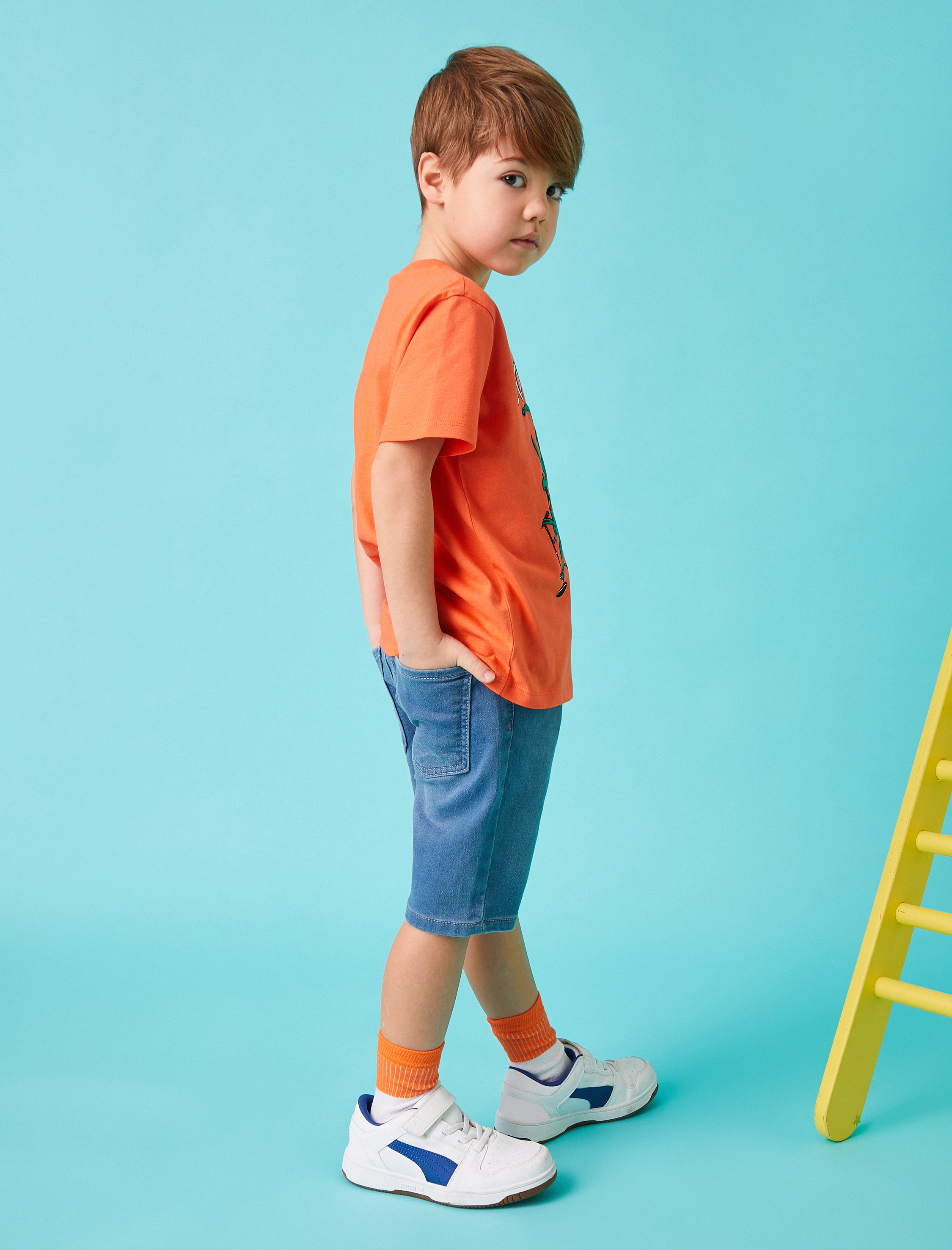  Erkek Çocuk Belden Bağlamalı Şort Pamuklu