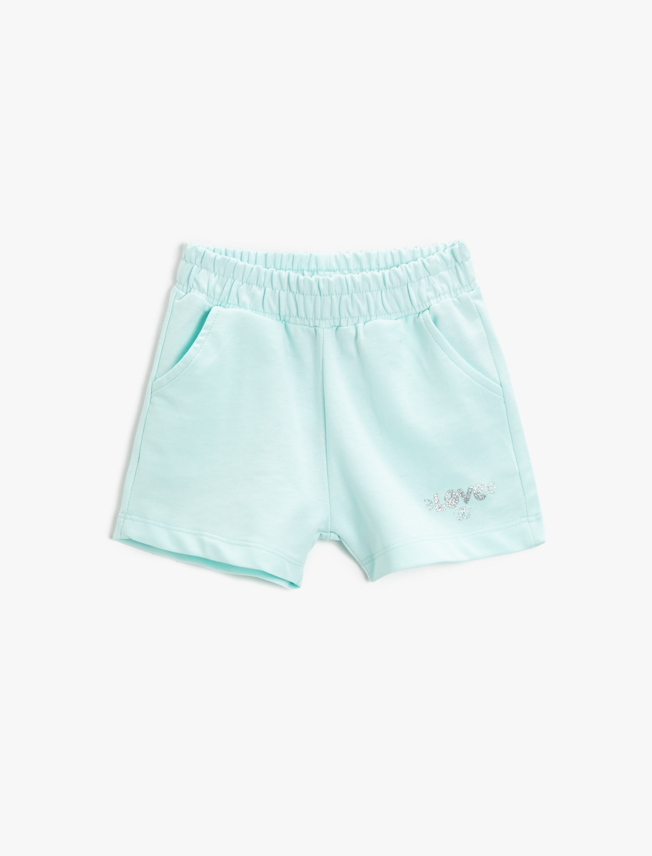  Kız Çocuk Simli Baskılı Şort Pamuklu