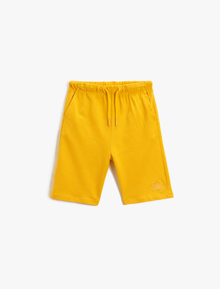 Erkek Çocuk Basic Şort Beli Bağlamalı Cepli Yengeç İşleme Detaylı