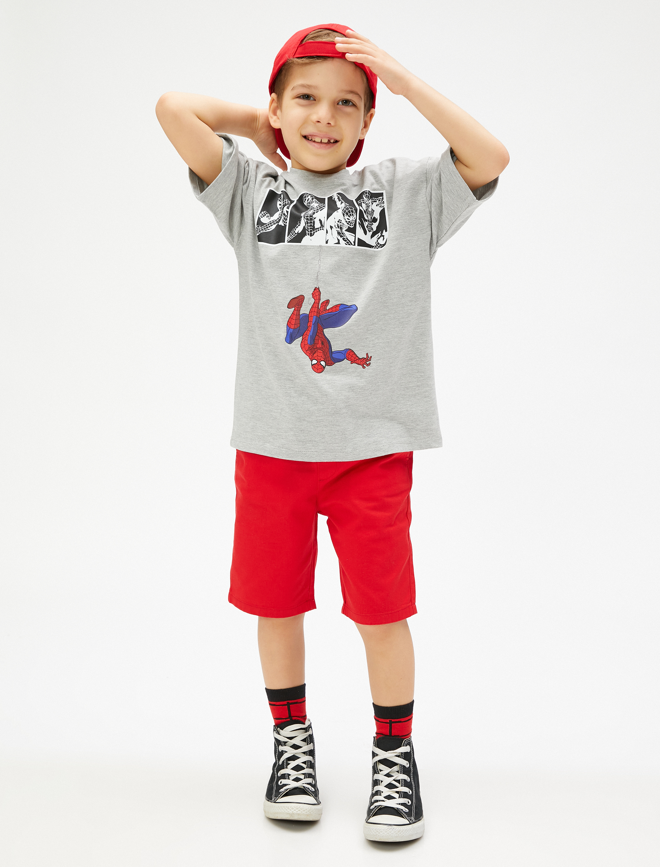  Erkek Çocuk Şort Slim Fit Beli Bağlamalı Lastikli Cepli Pamuklu