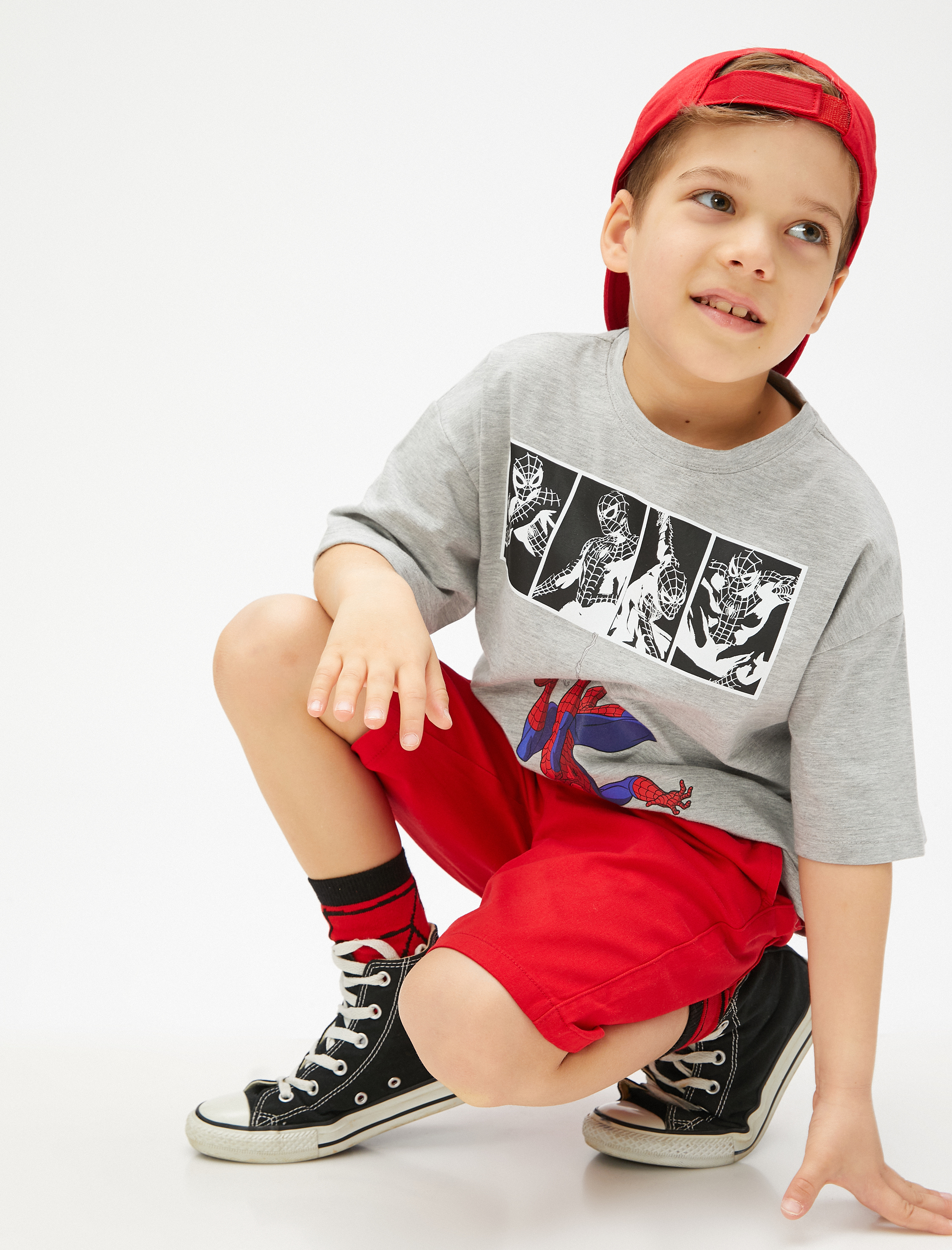  Erkek Çocuk Şort Slim Fit Beli Bağlamalı Lastikli Cepli Pamuklu