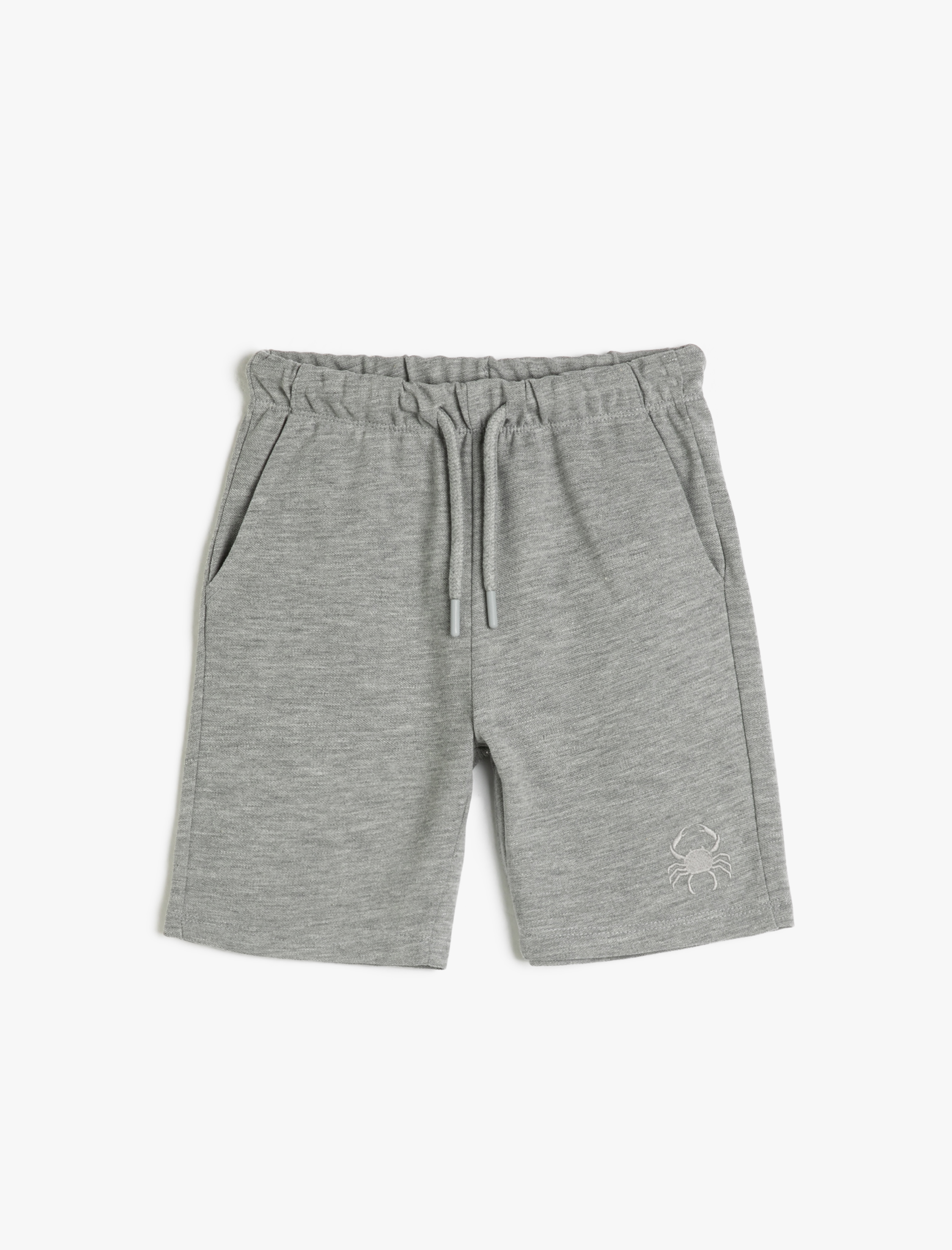  Erkek Çocuk Basic Şort Beli Bağlamalı Cepli Yengeç İşleme Detaylı