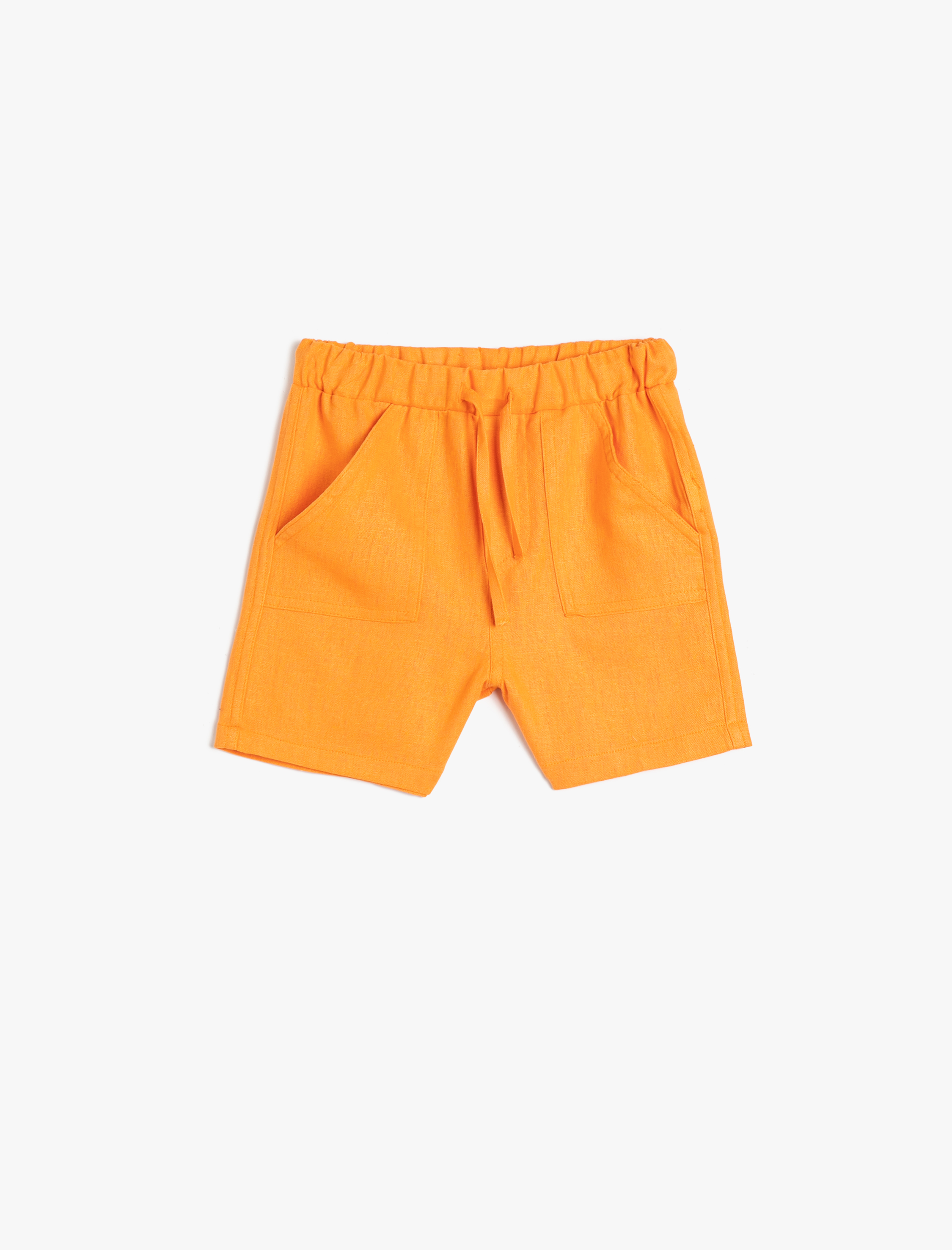  Erkek Bebek Keten Şort Beli Bağlamlı Cepli