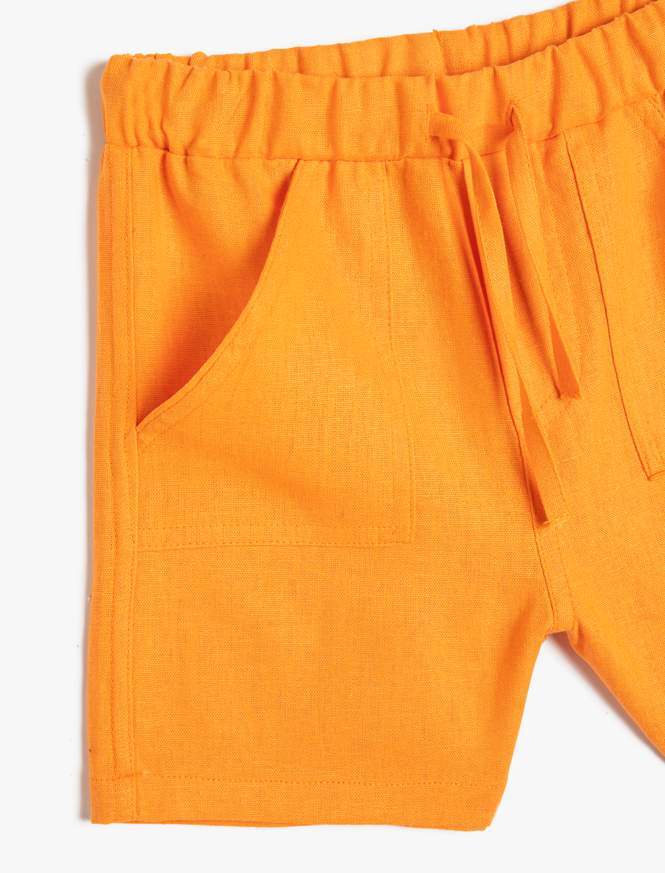  Erkek Bebek Keten Şort Beli Bağlamlı Cepli