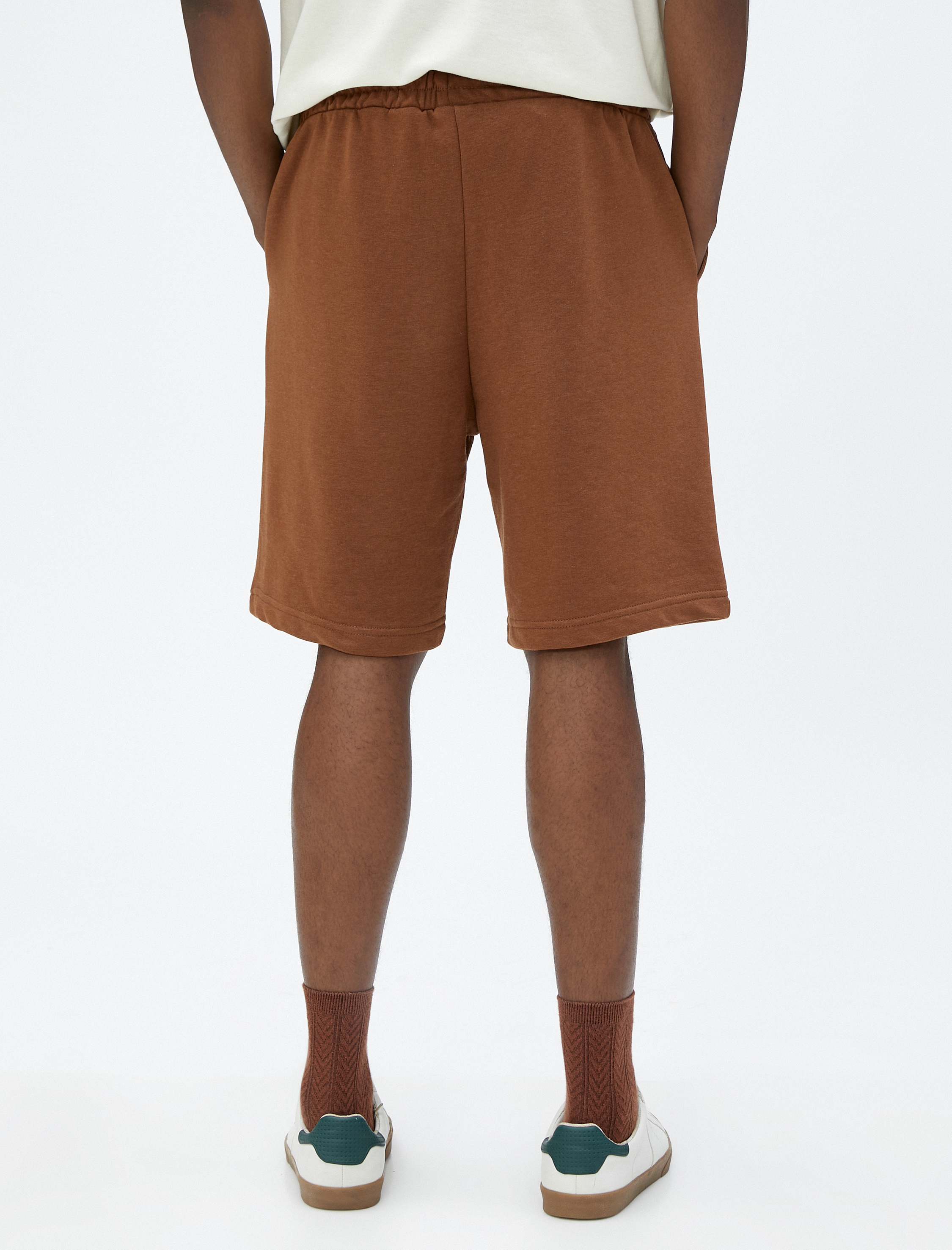   Beli Bağcıklı Şort Cep Detaylı Nervürlü Etiketli