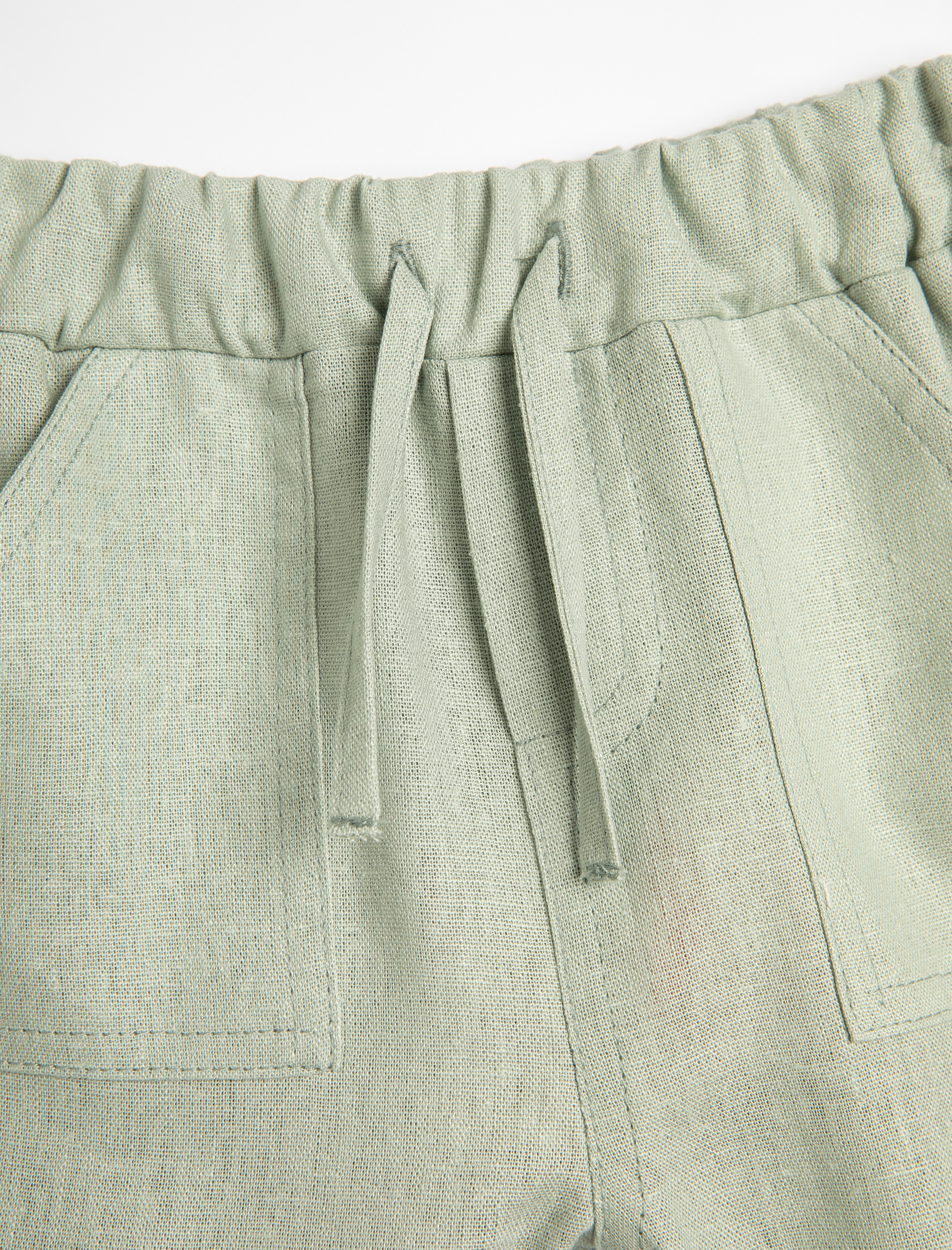  Erkek Bebek Keten Şort Beli Bağlamlı Cepli