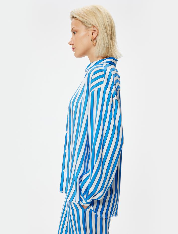  Koton X Sima Tarkan - Oversize Gömlek Uzun Kollu Viskoz Kumaş