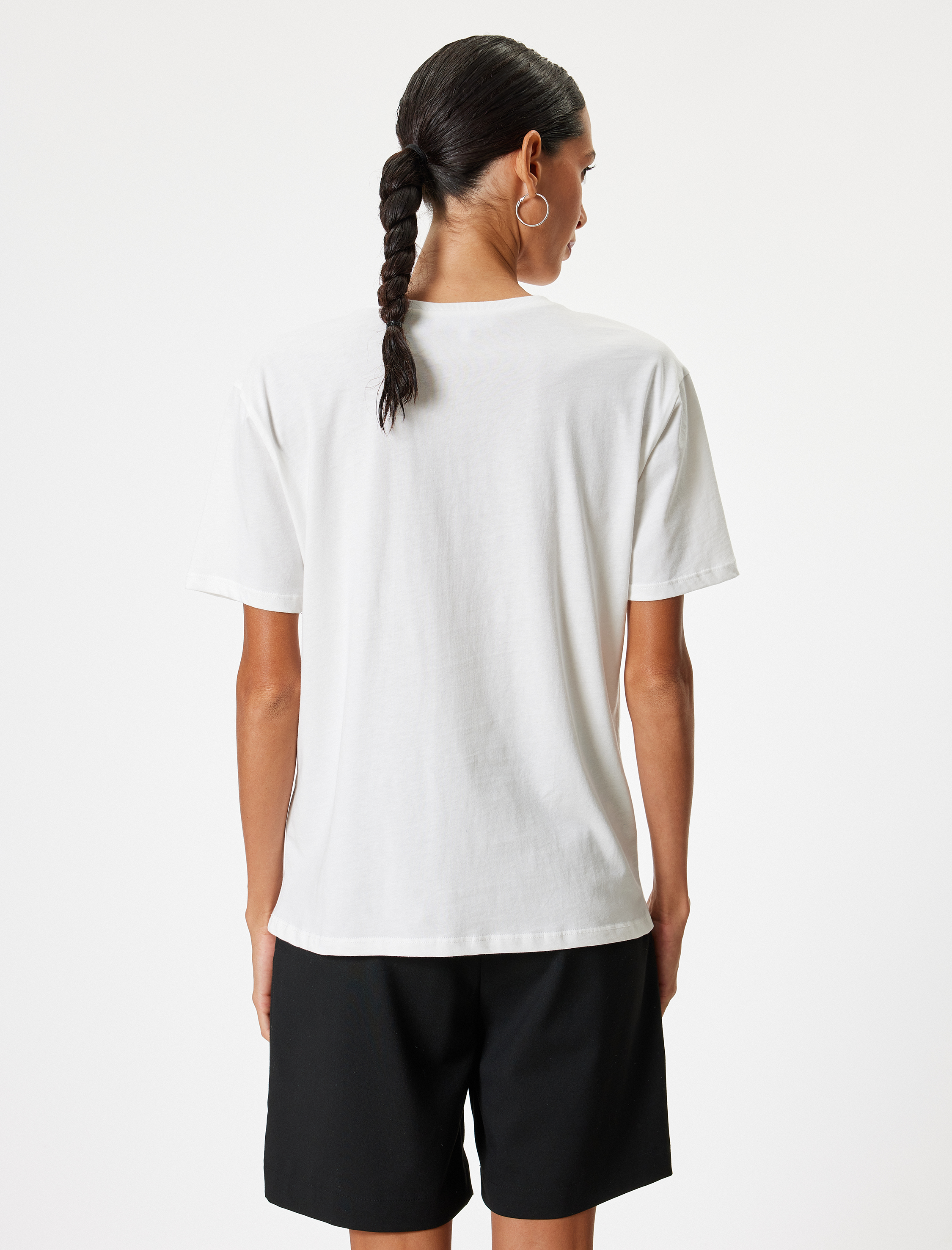   Kolej Baskılı Oversize Kısa Kollu Bisiklet Yaka Tişört