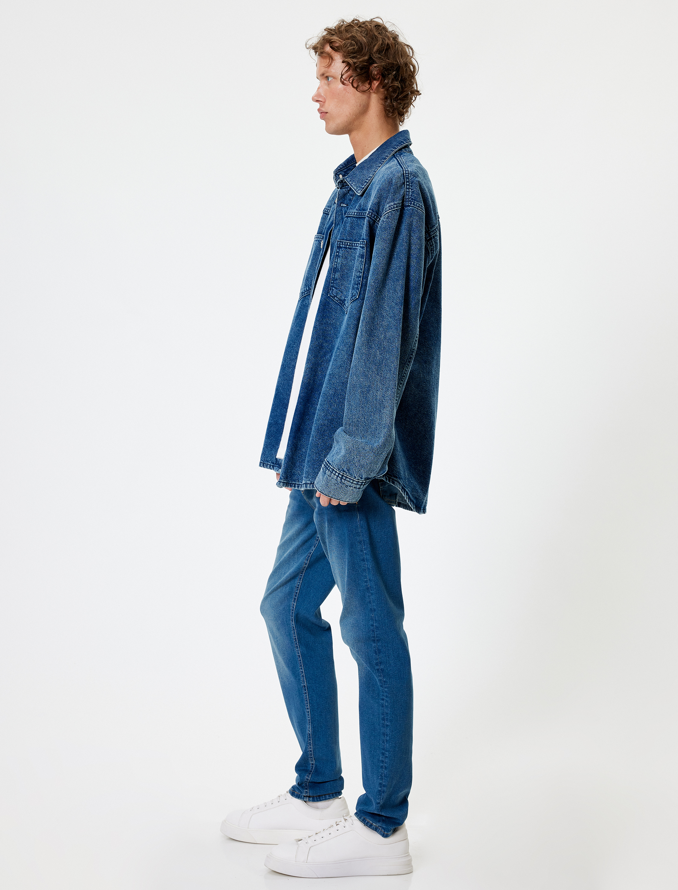   Düğmeli Standart Bel Slim Fit Kot Pantolon - Brad Jean