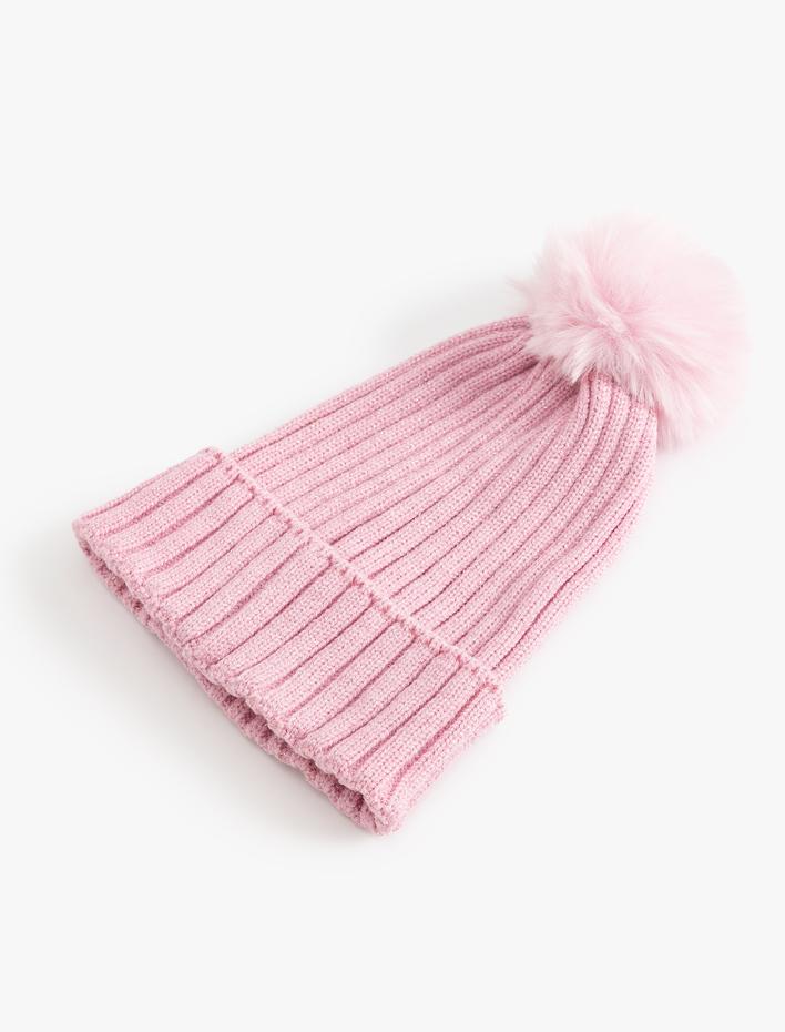 Kız Çocuk Ponponlu Örgü Bere