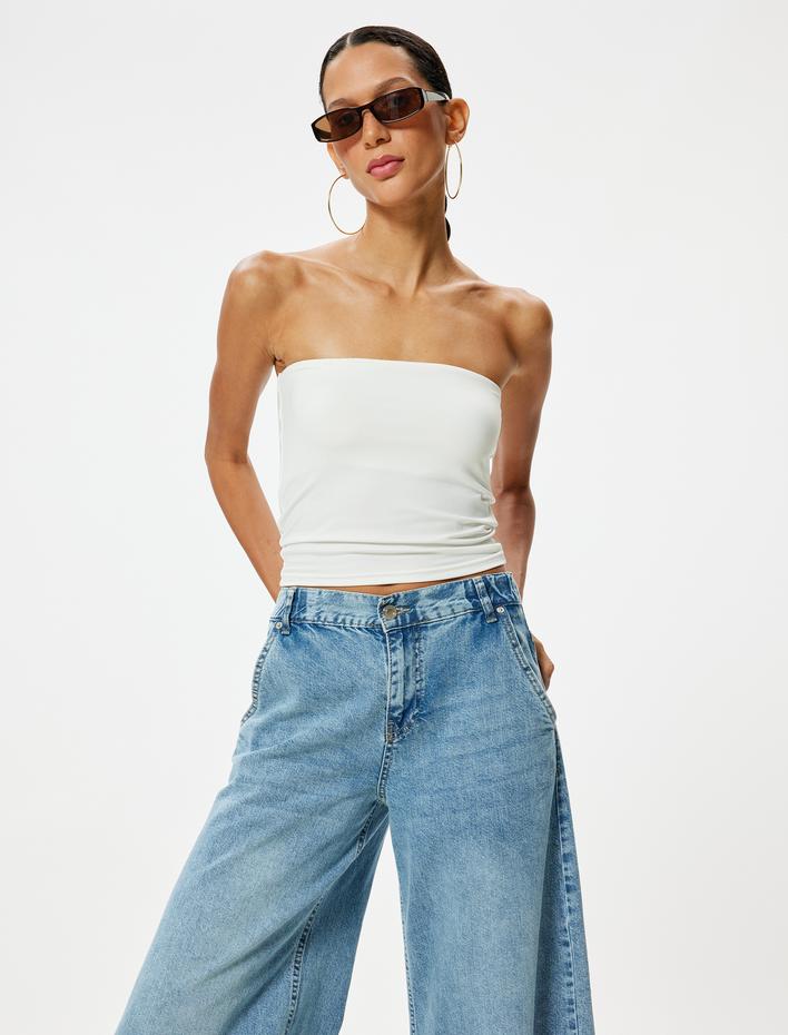  Straplez Büstiyer Crop Slim Fit