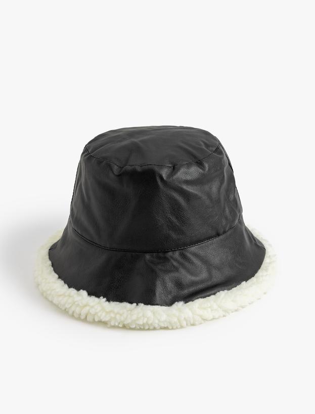 Suni Deri Bucket Şapka Peluş Astarlı_0