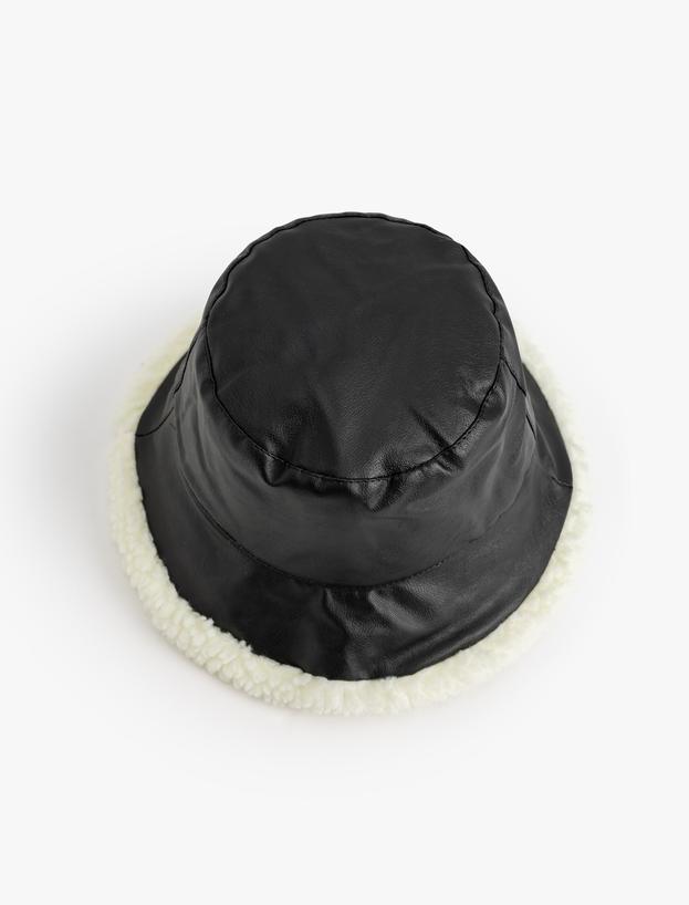 Suni Deri Bucket Şapka Peluş Astarlı_1
