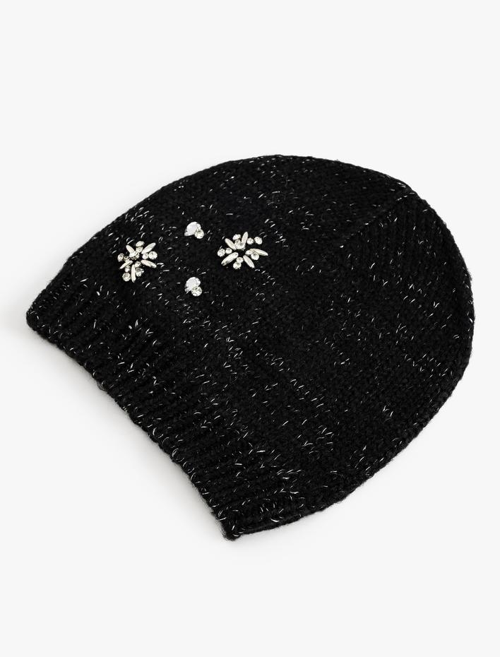 Kadın Örgü Bere Taş İşlemeli Kırçıllı