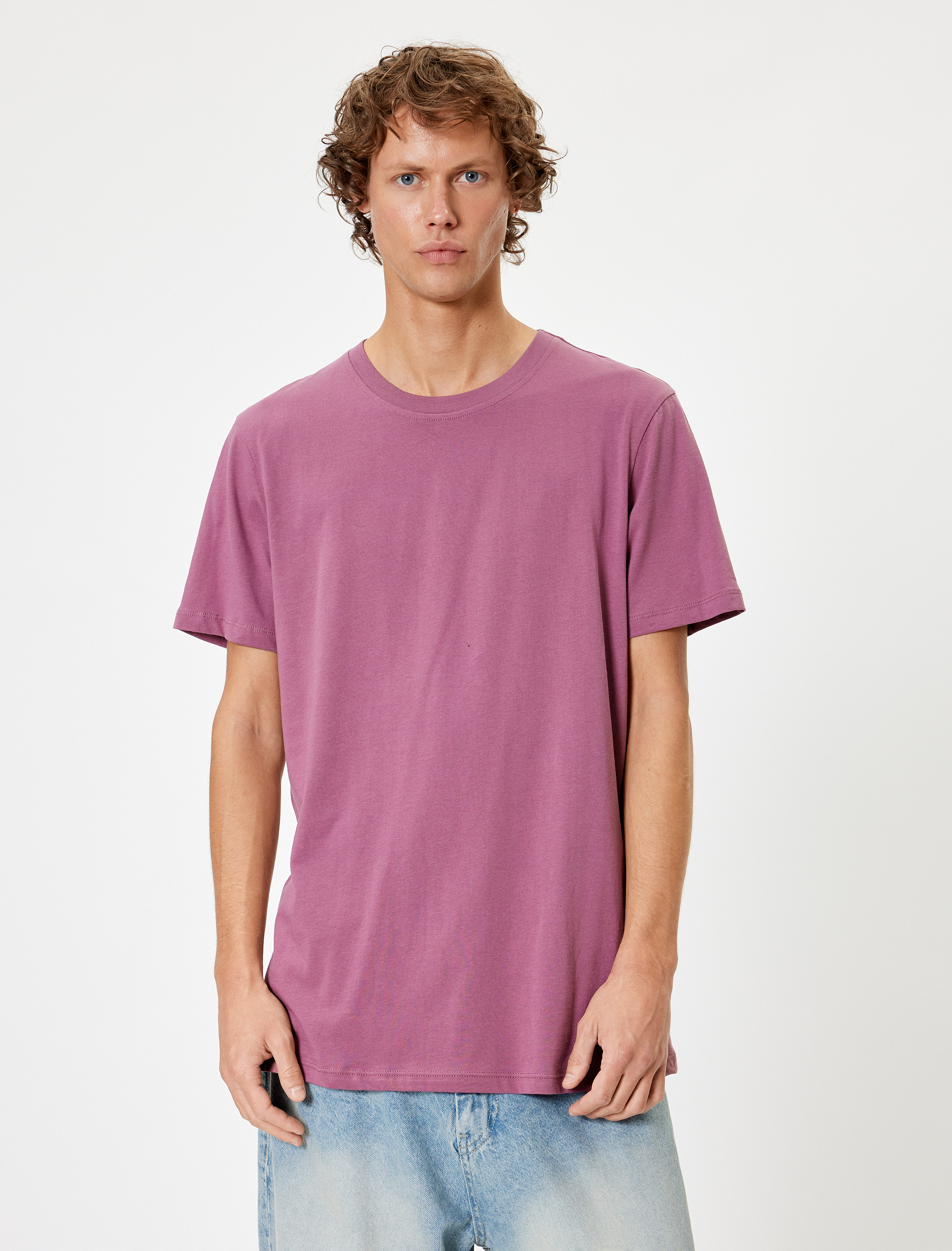 Basic Tişört Slim Fit Bisiklet Yaka Kısa Kollu