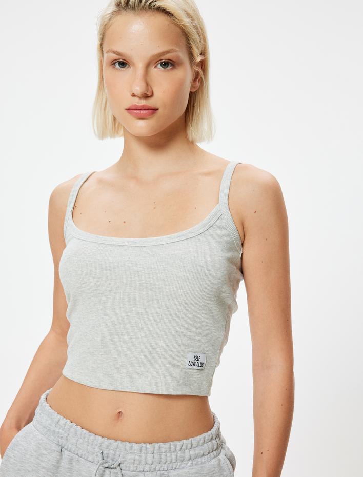  Askılı Crop Atlet Fitilli Rahat Kalıp Etiket Detaylı