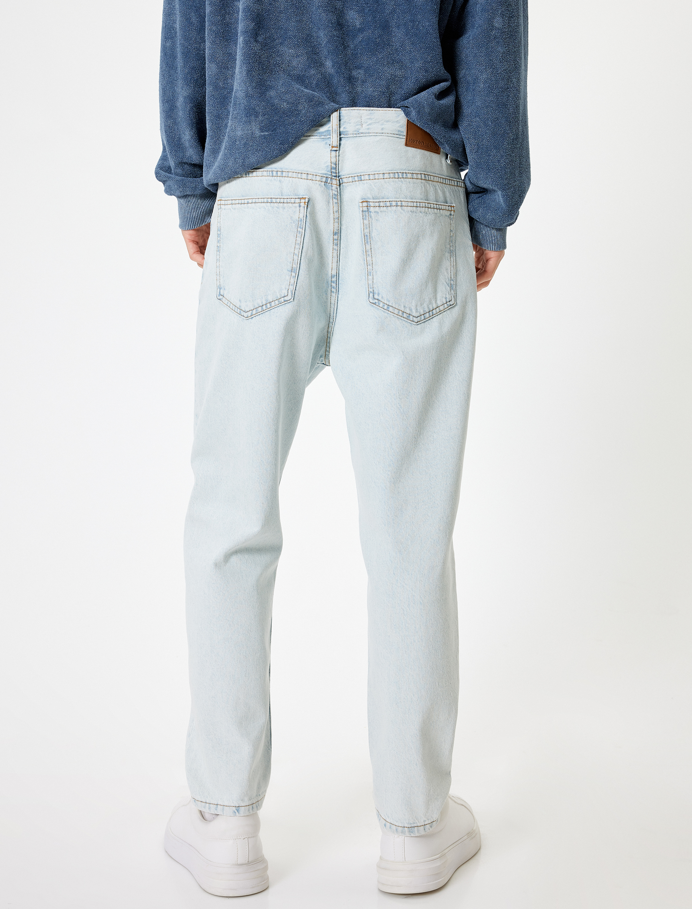   Düğmeli Standart Bel Pamuklu Loose Fit Kot Pantolon - Steve Jean