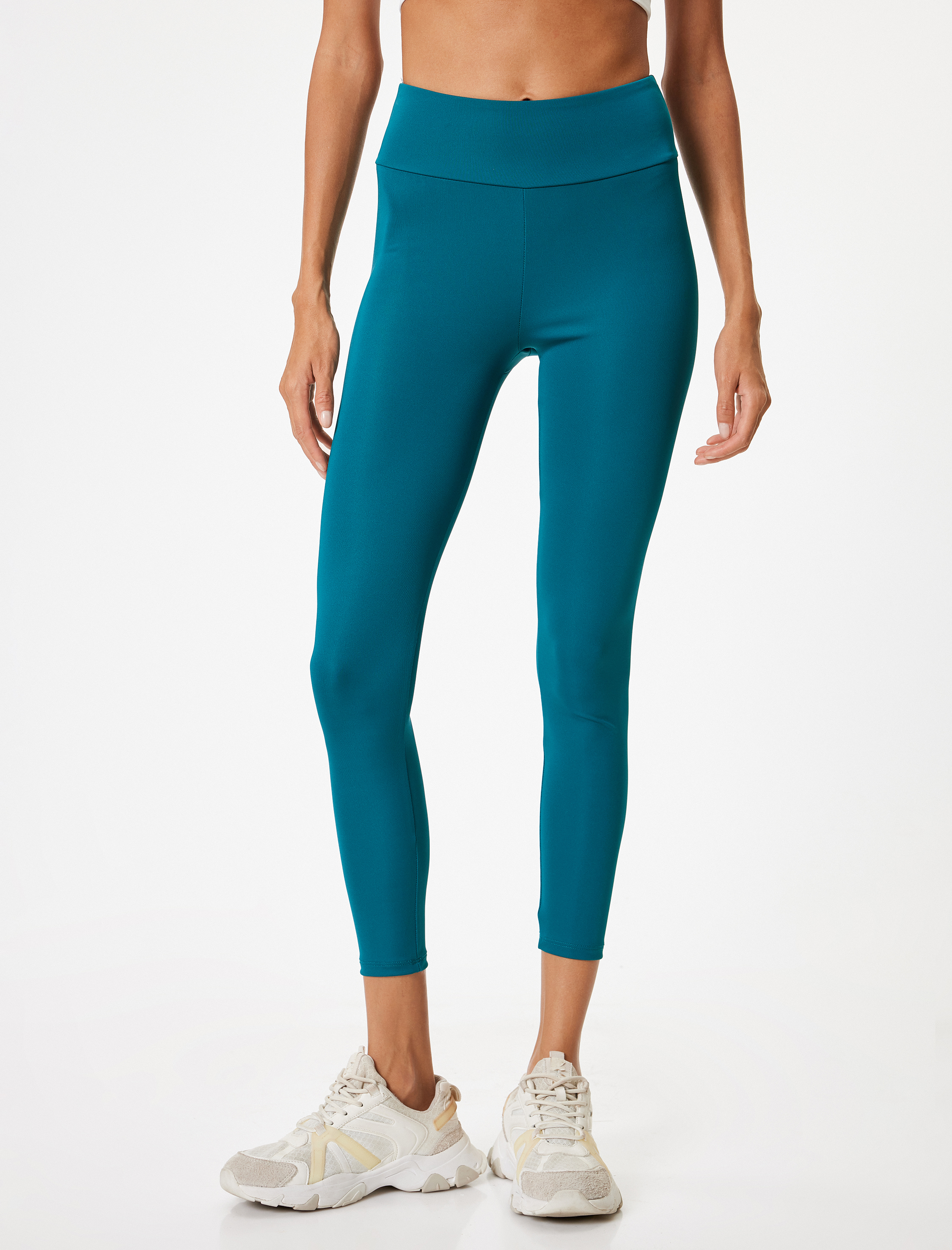   Basic Sporcu Taytı Yüksek Bel Bilek Boy Dar Kesim İnterlok