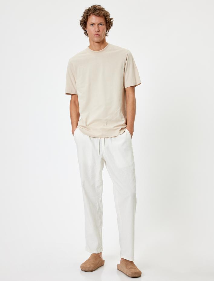  Kısa Kollu Pamuklu Bisiklet Yaka Basic Tişört