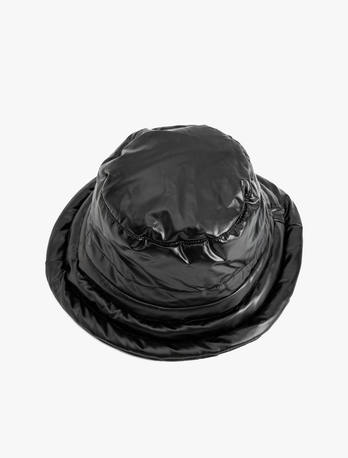 Kadın Suni Deri Bucket Şapka Yumuşak İçi Dolgulu