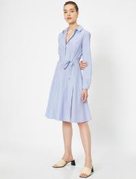 Çizgili Kemer Detaylı Elbise