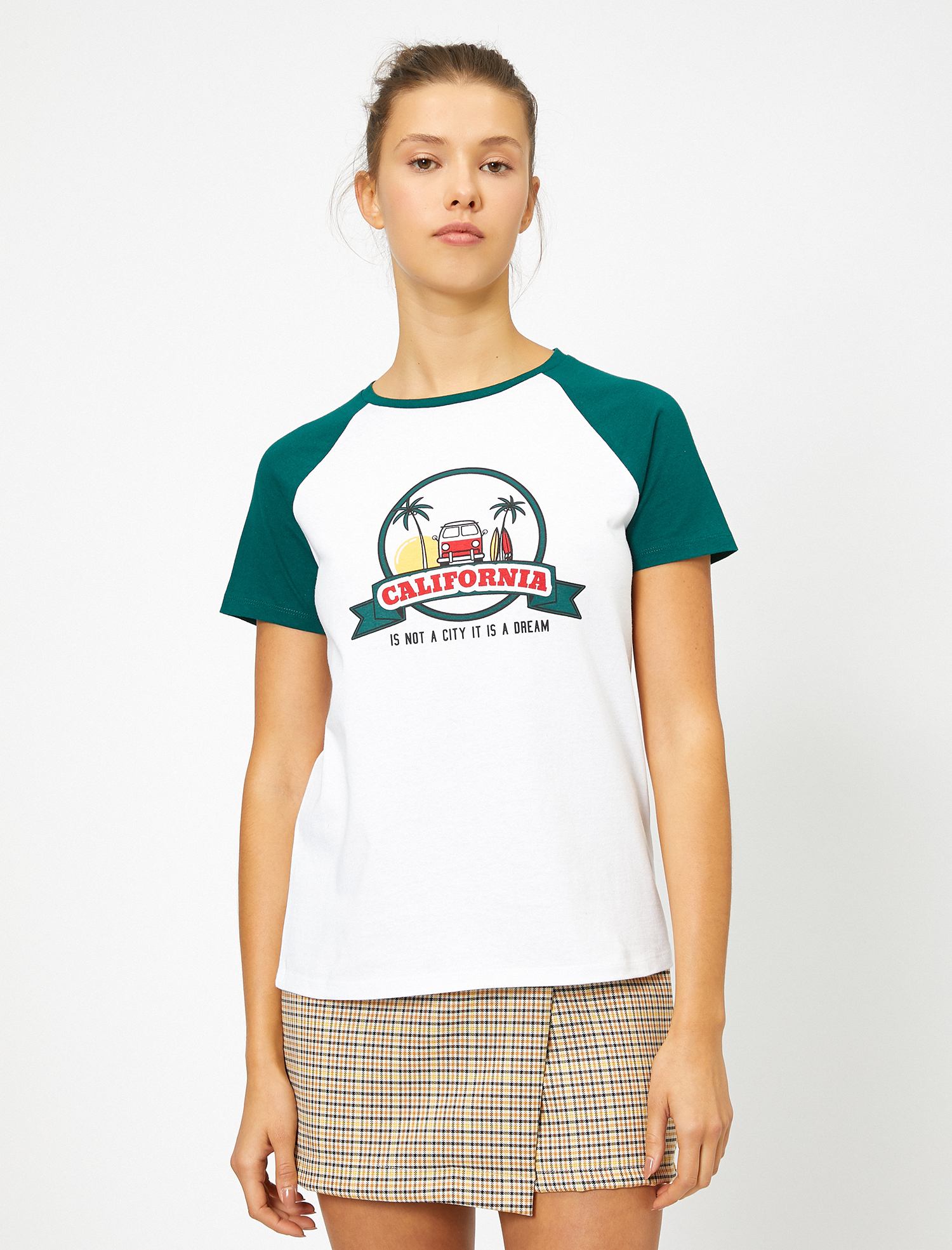   Bisiklet Yaka Baskılı Kısa Kol Tişört