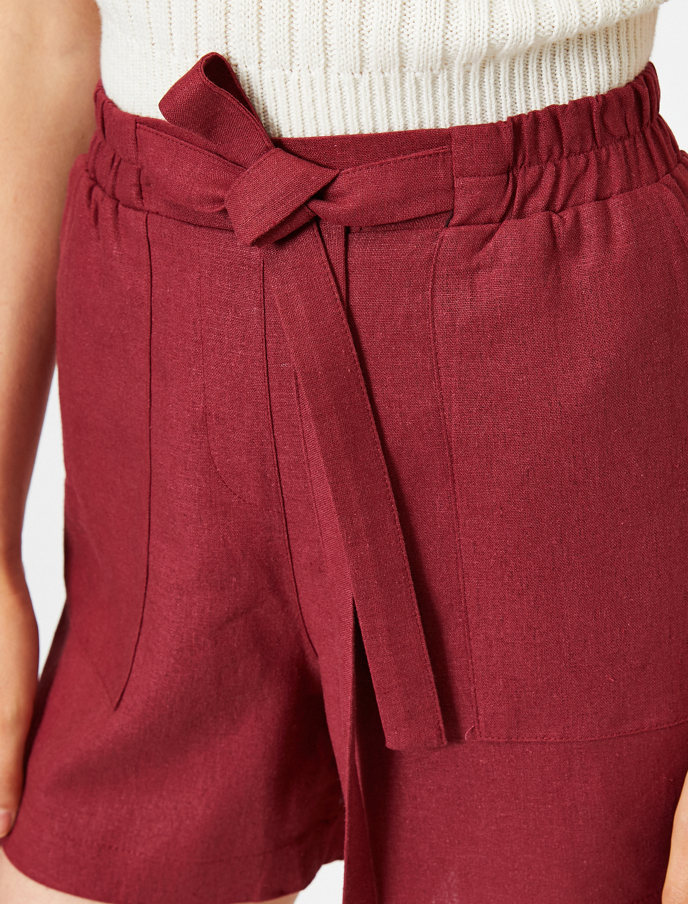   Bağcıklı Keten Şort