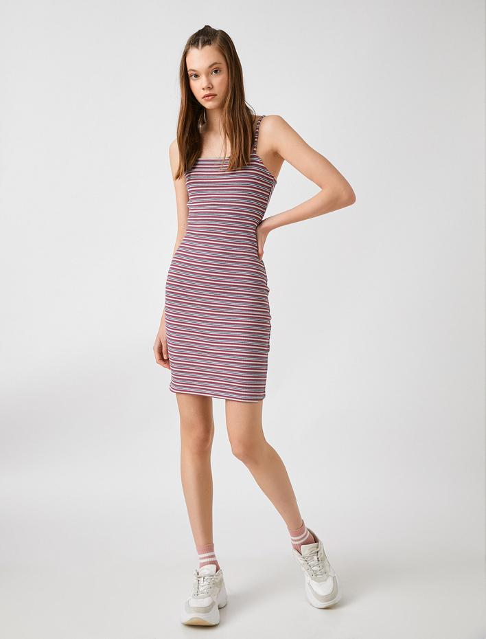  Askılı Mini  Kalem Elbise