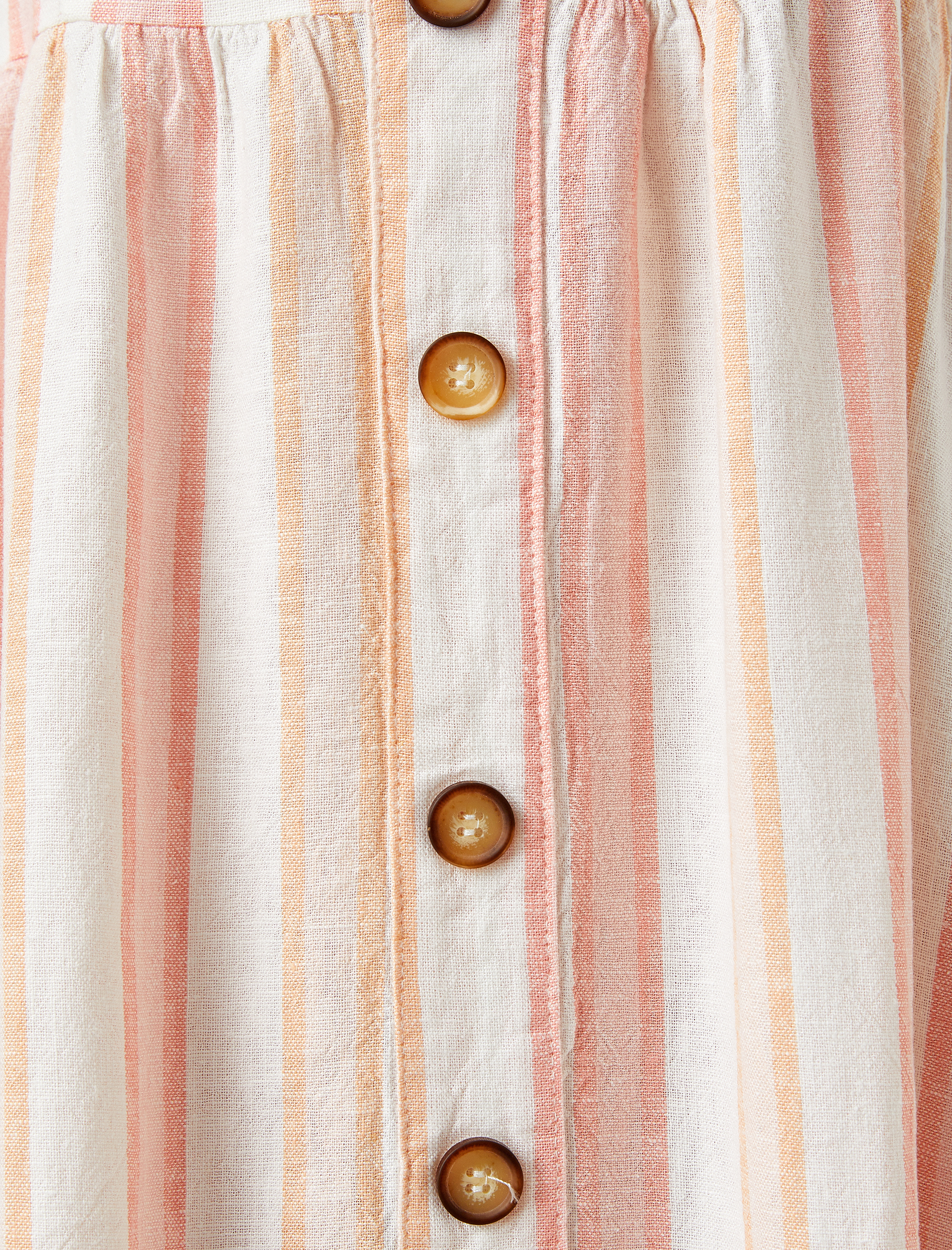 Keten Elbise Düğme Detaylı