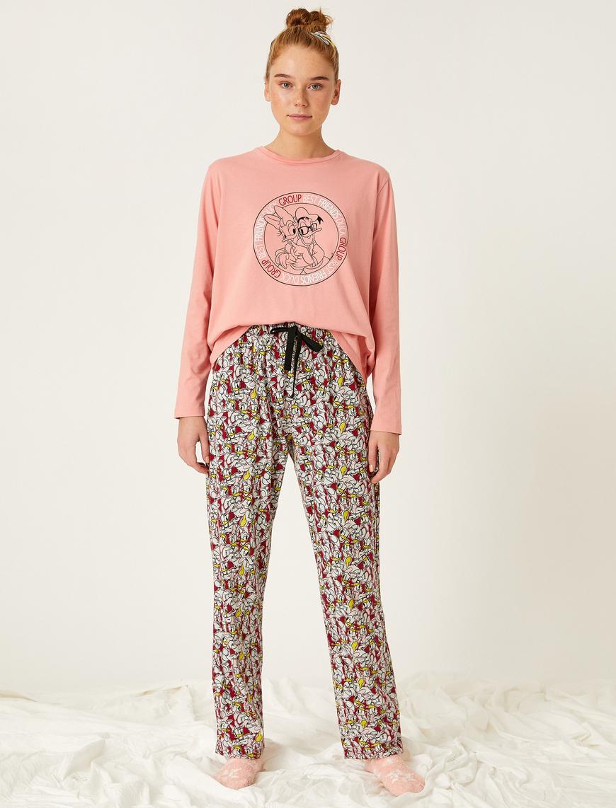   Looney Tunes Lisanslı Baskılı Uzun Kollu Pamuklu Pijama Takımı