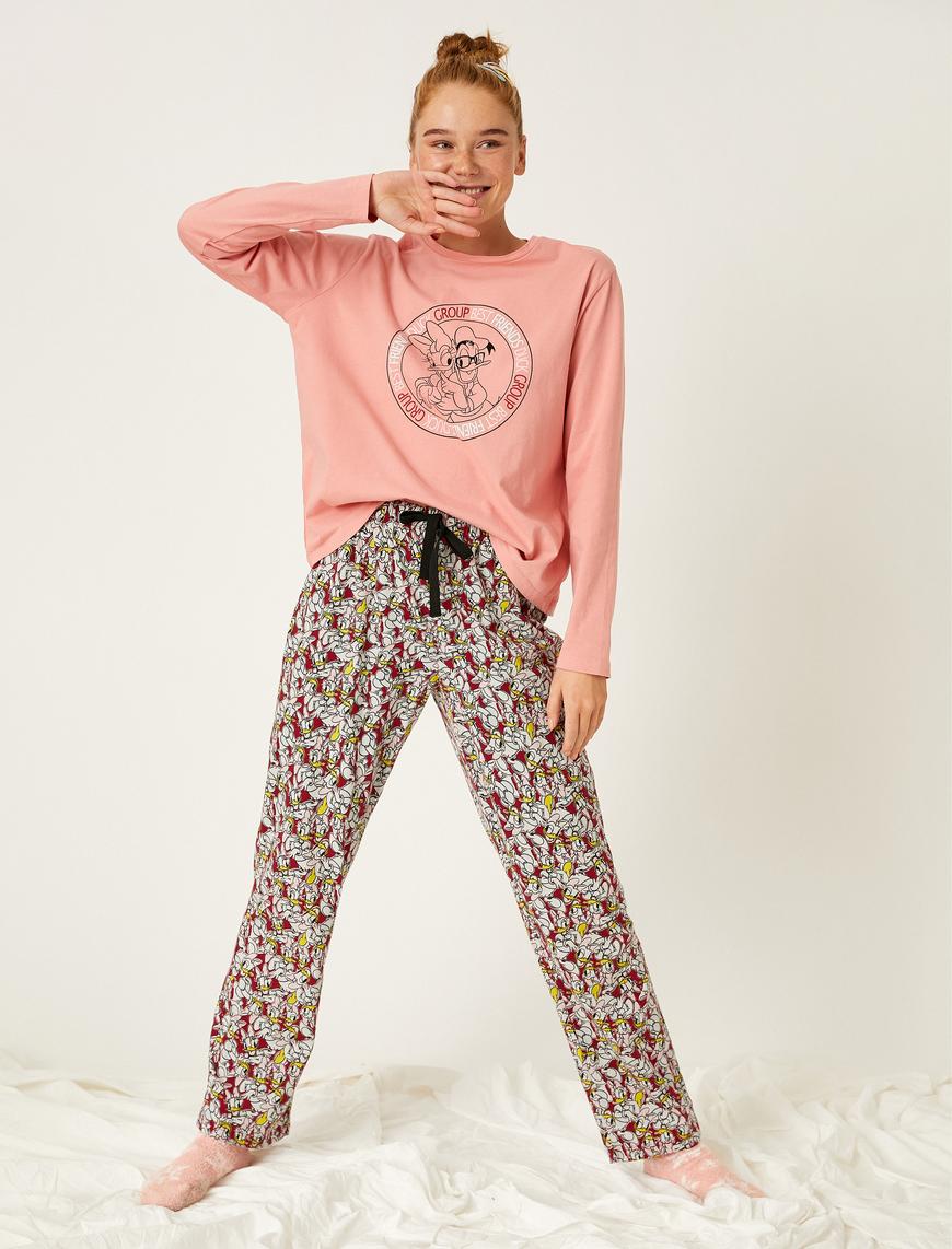   Looney Tunes Lisanslı Baskılı Uzun Kollu Pamuklu Pijama Takımı